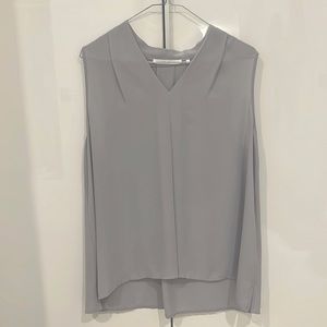 Grey Flowy Sleeveless Blouse
